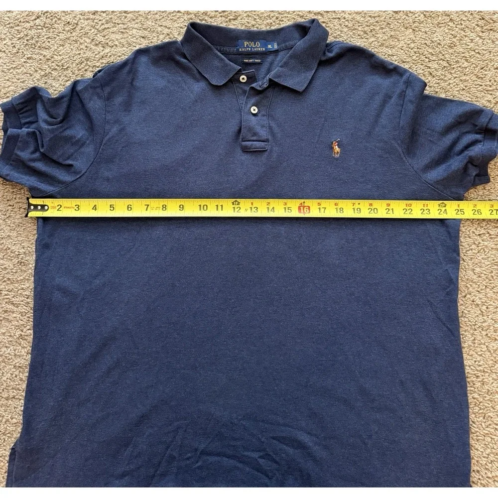 Polo Ralph Lauren Polo Shirt Pima Soft Touch Cotton Blue‎ Pony Logo Mens XL